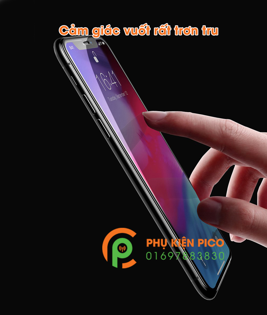 Kính cường lực Iphone XS Max 2018 full viền mỏng không tai thỏ