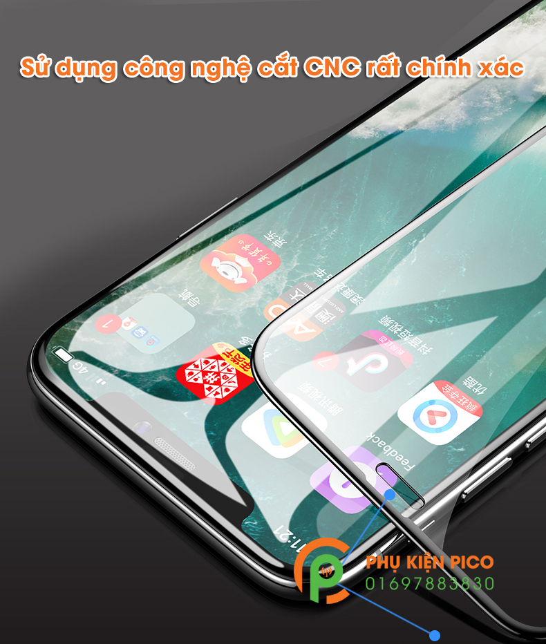 Kính cường lực Iphone XS Max 2018 full viền mỏng không tai thỏ