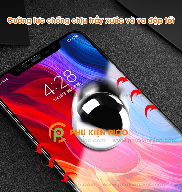 Kính cường lực Xiaomi Mi 8 2018 full viền độ cứng 9H