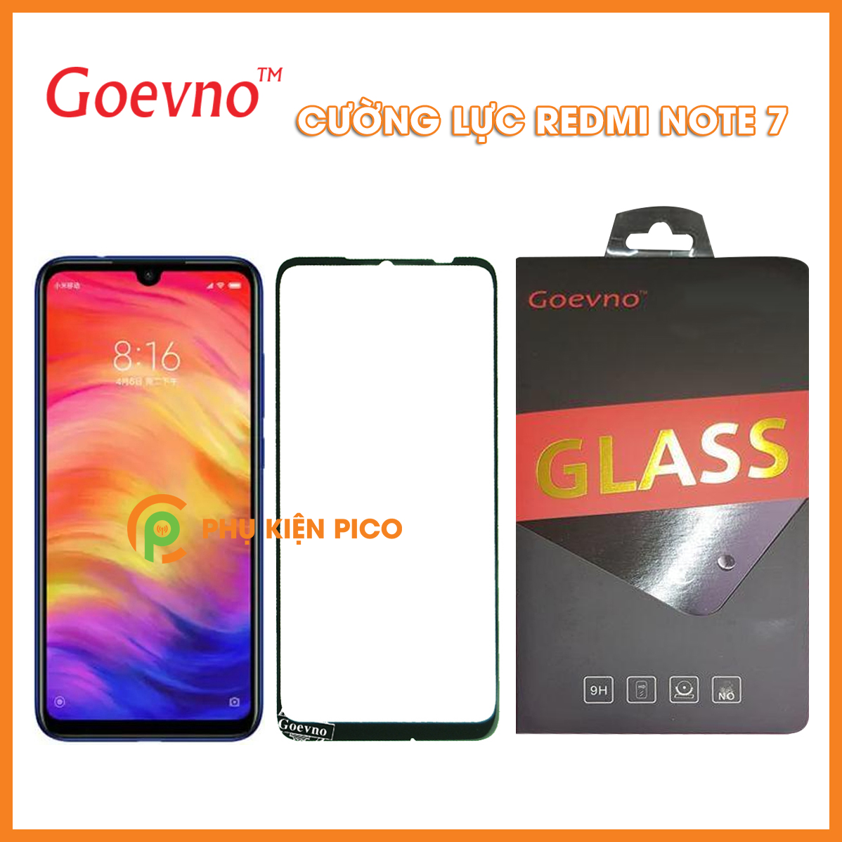 Kính cường lực Xiaomi Redmi Note 7 full viền chính hãng Goevno
