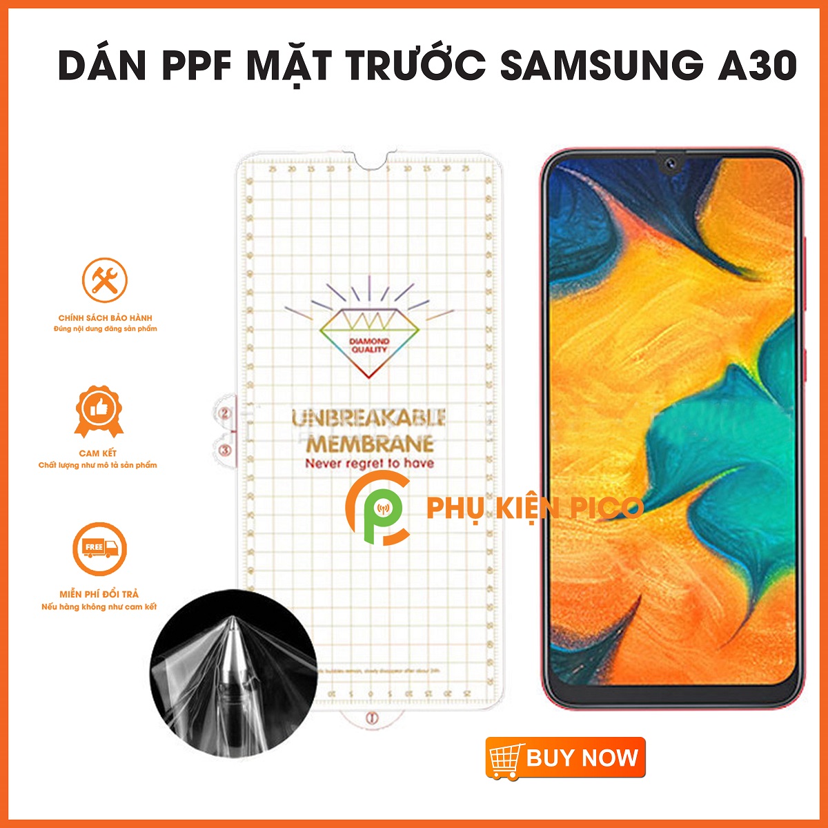 Miếng dán PPF màn hình Samsung Galaxy A30 chống xước cao cấp