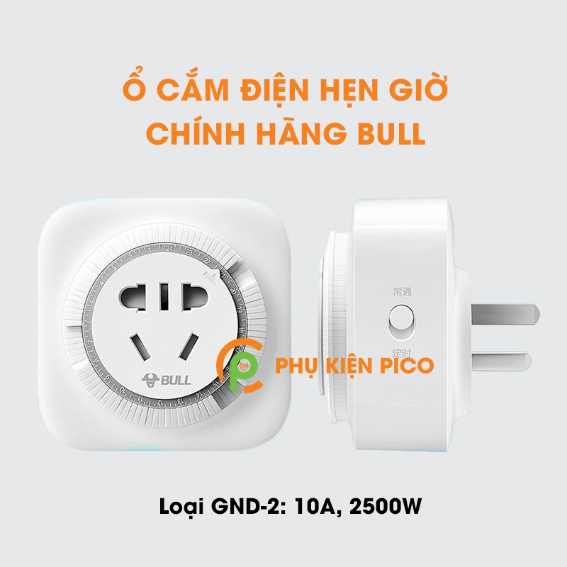 Ổ cắm điện chống chai pin, hẹn giờ bật tắt liên tục 24h chính hãng Bull 16A 4000W