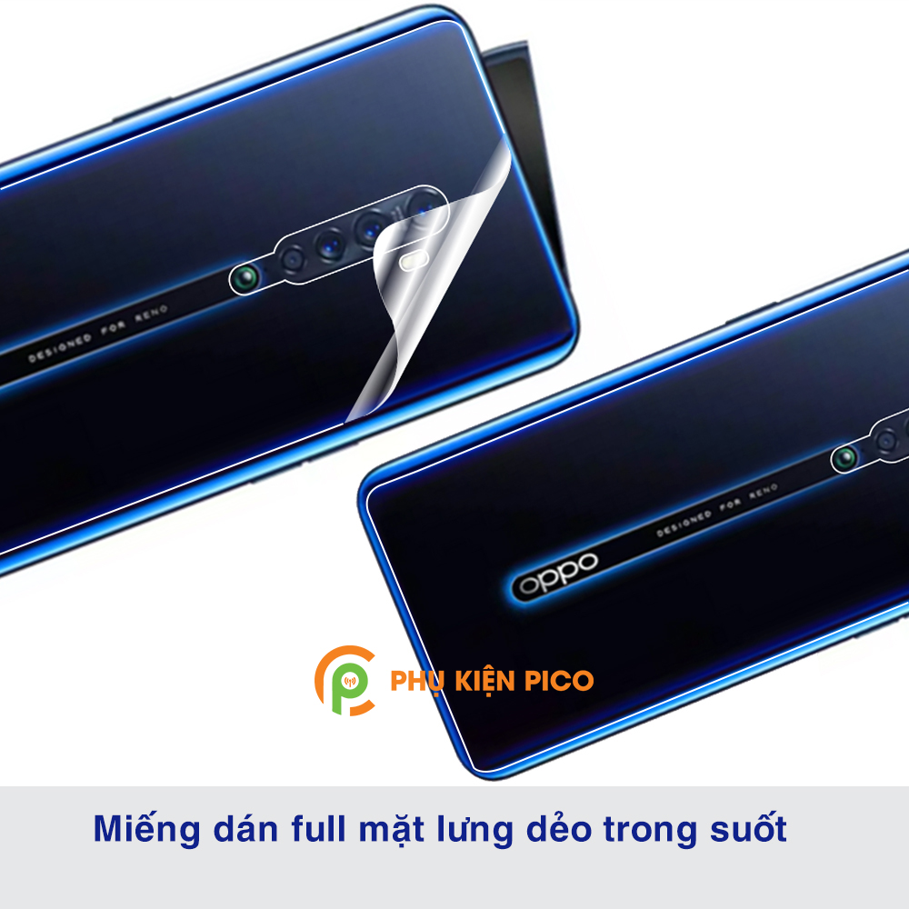 Dán lưng Reno 2 Plus full mặt lưng dẻo trong suốt PPF tự phục hồi vết xước
