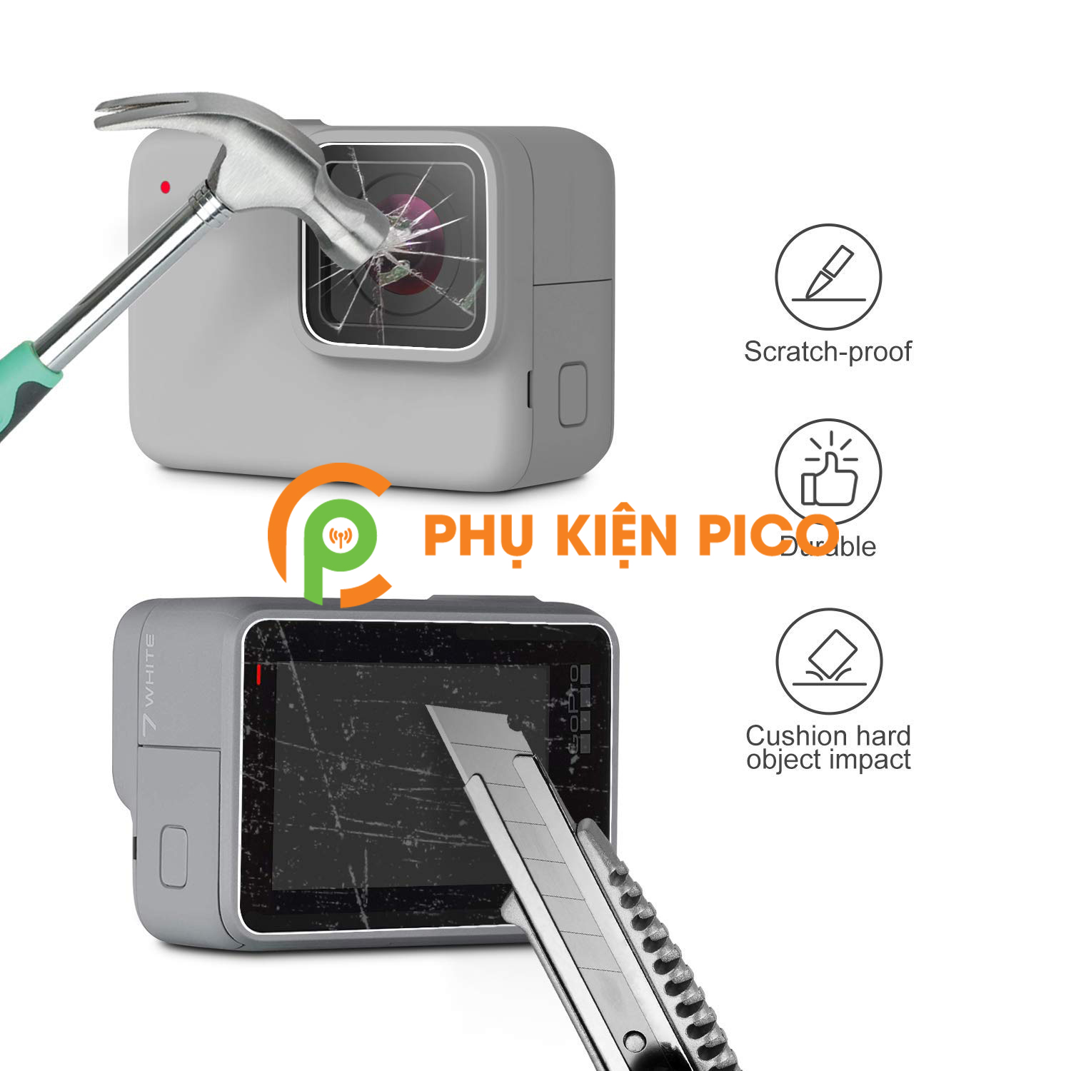 Cường lực GoPro Hero 7 Silver / Hero 7 White chính hãng Gor bộ 2 miếng