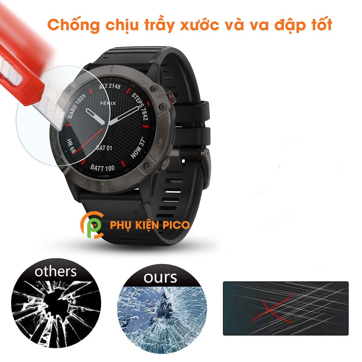 Kính cường lực đồng hồ Garmin Fenix 6s Pro full keo chống xước màn hình