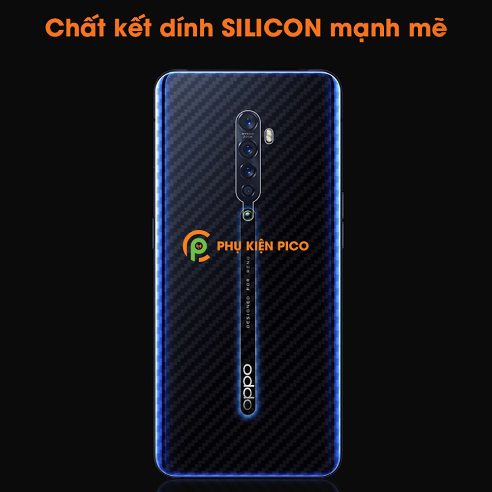 Dán mặt lưng Oppo Reno 2F full viền vân carbon 3D