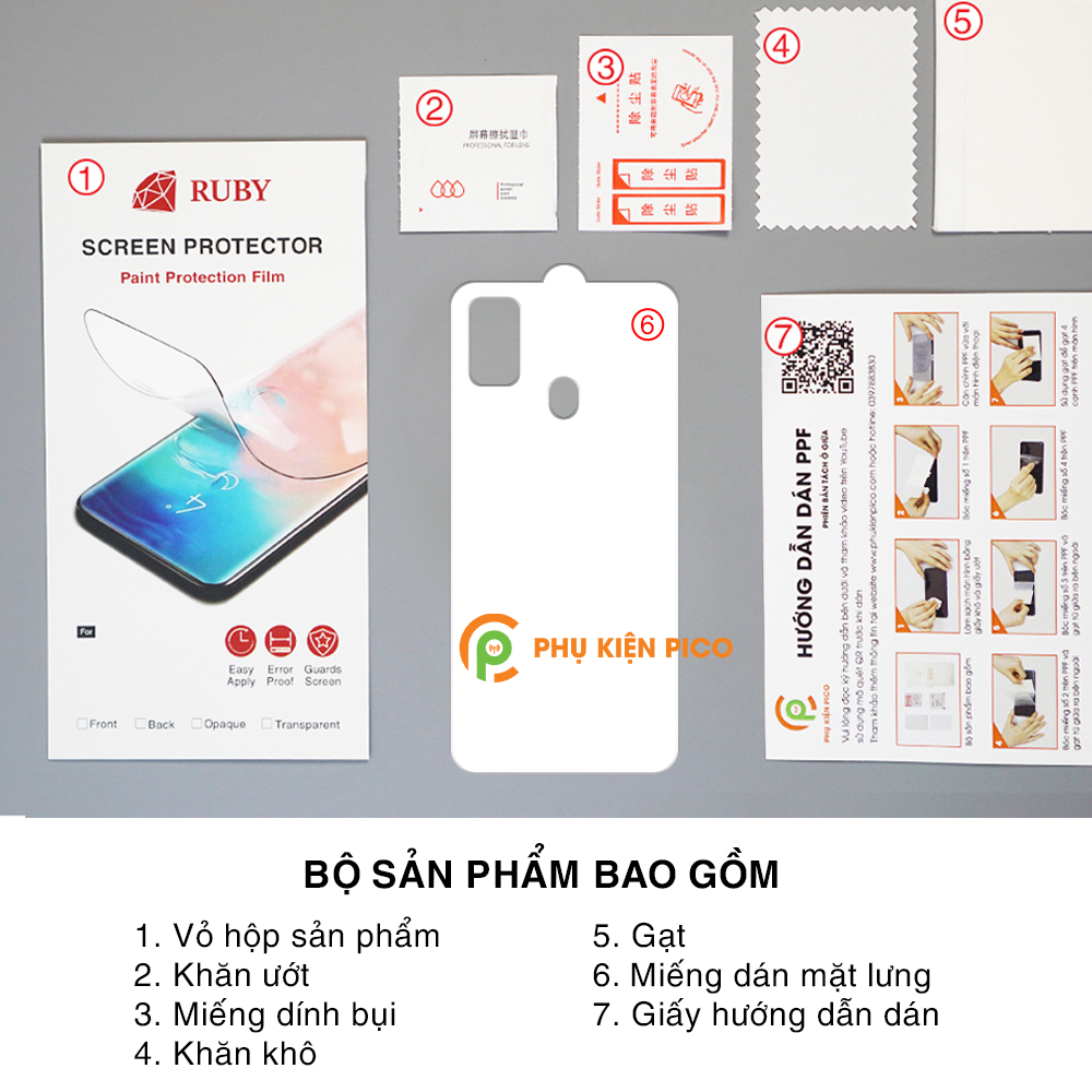 Dán mặt lưng Samsung Galaxy M30S cao cấp PPF dẻo trong suốt