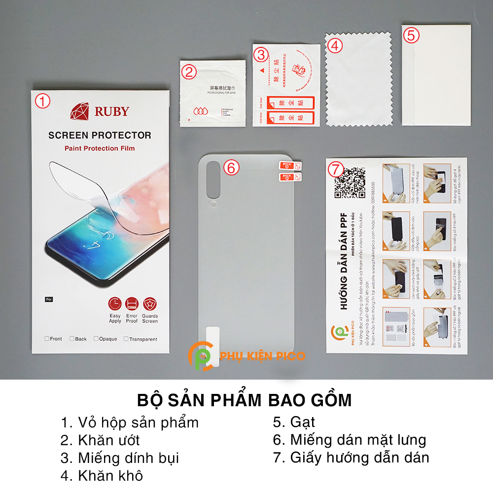 Dán lưng Samsung A50 full mặt lưng trong suốt PPF tự phục hồi vết xước