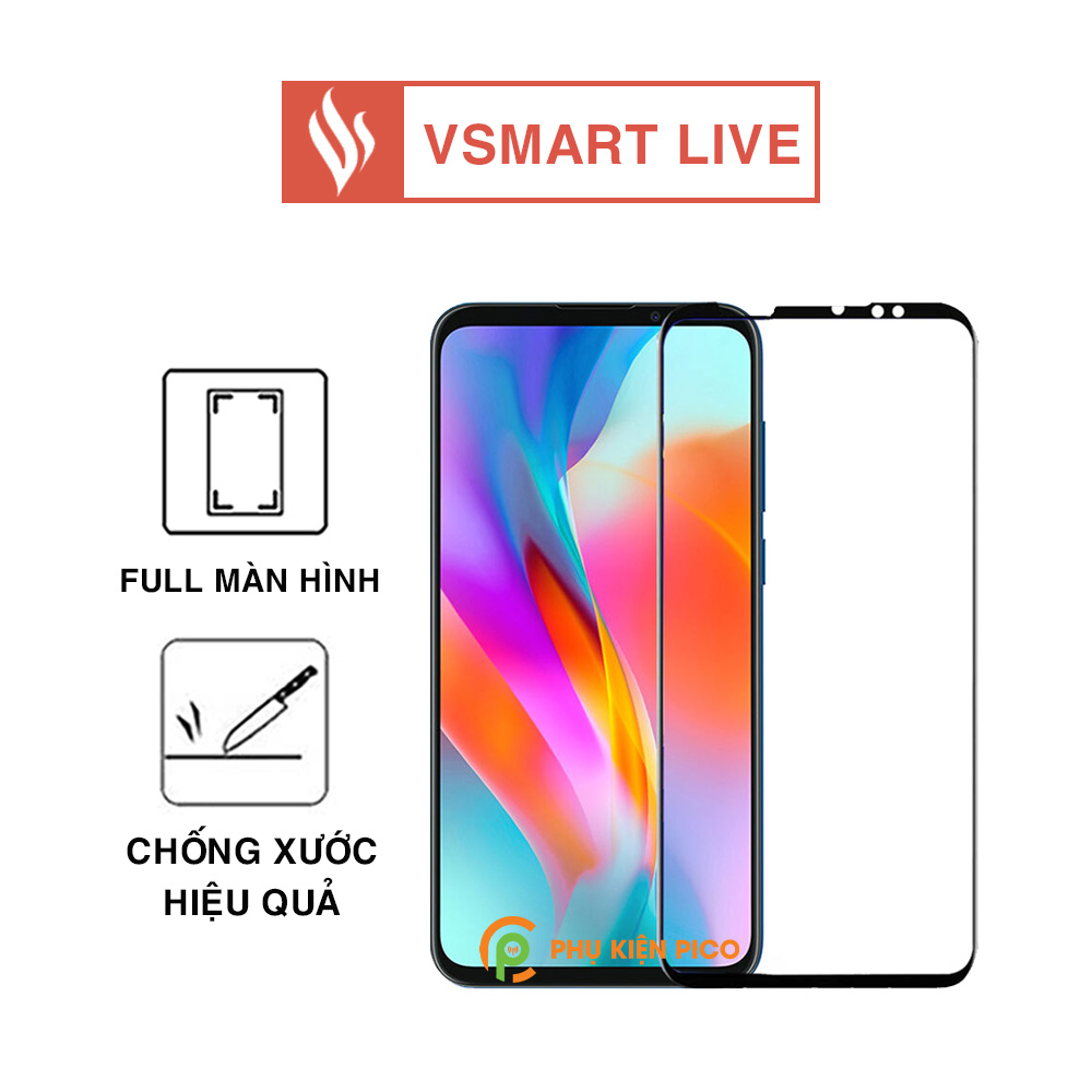 Kính cường lực Vsmart Live full màn hình viền đen siêu mỏng độ cứng 9H