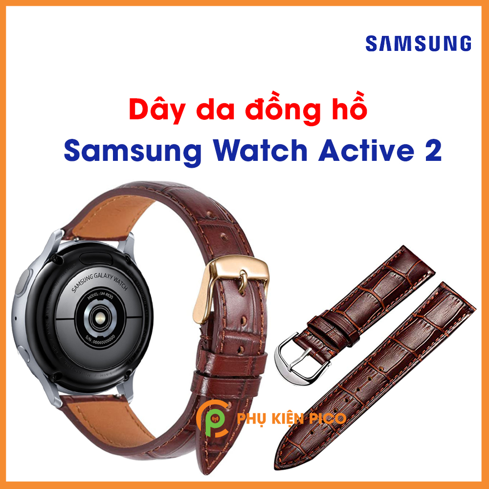 Dây da đồng hồ Samsung Galaxy Watch Active 2 bản 20mm màu nâu