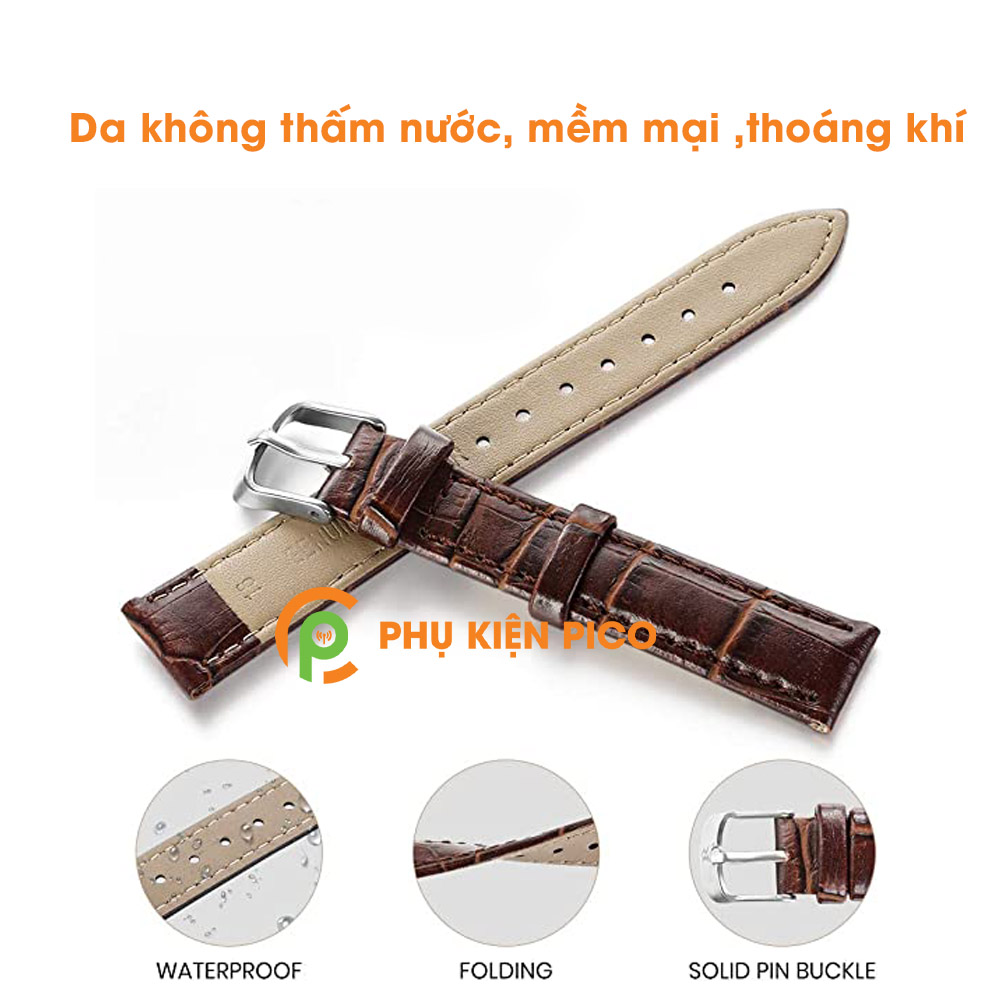 Dây da đồng hồ Samsung Galaxy Watch Active 2 bản 20mm màu nâu