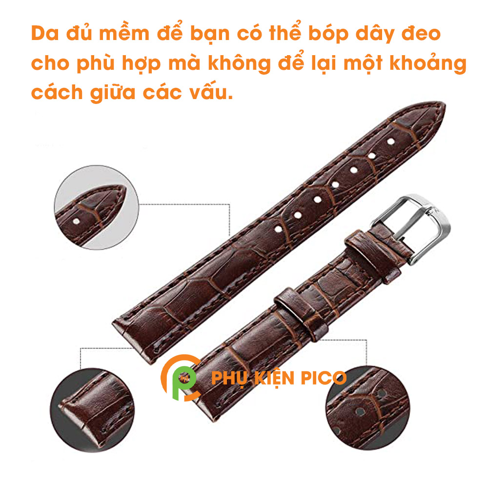 Dây da đồng hồ Samsung Galaxy Watch Active 2 bản 20mm màu nâu