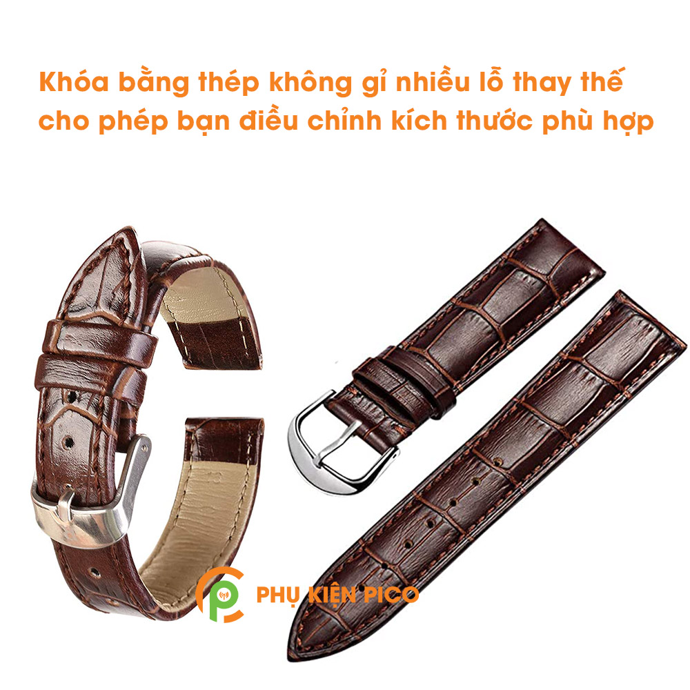 Dây da đồng hồ Samsung Galaxy Watch Active 2 bản 20mm màu nâu