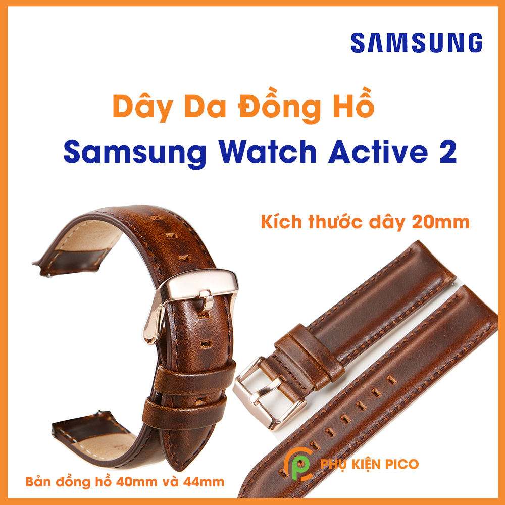 Dây da đồng hồ Samsung Watch Active 2 bản 40/44mm dây 20mm vân trơn