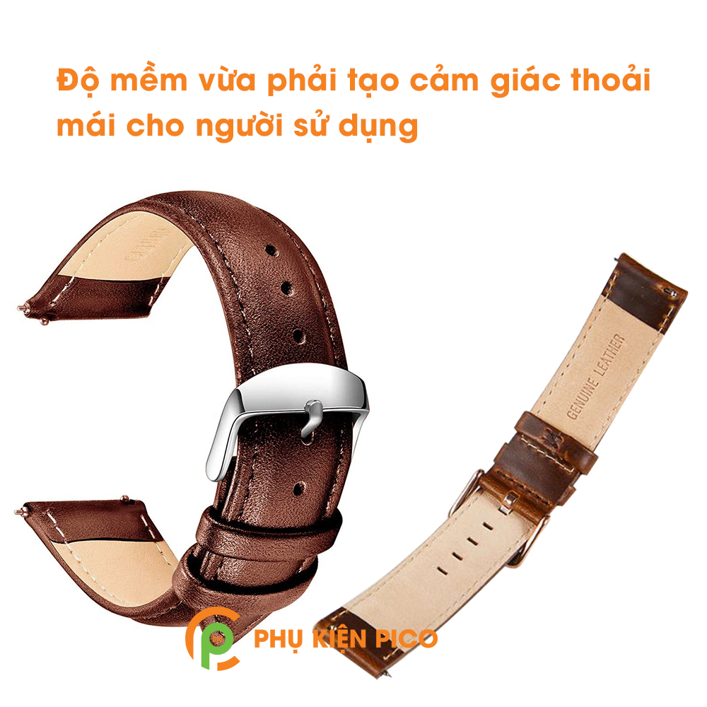 Dây da đồng hồ Samsung Watch Active 2 bản 40/44mm dây 20mm vân trơn