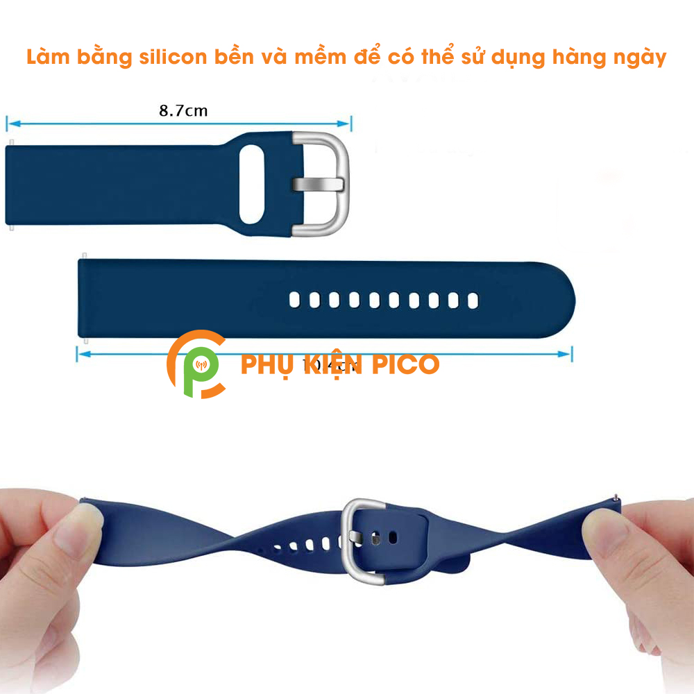 Dây silicon đồng hồ Samsung Galaxy Watch Active 2 bản 20mm màu xanh dương size S