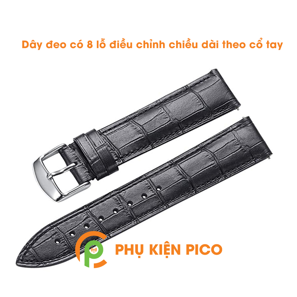 Dây da đồng hồ Samsung Watch Active 2 bản 40/44mm dây 20mm màu đen, màu nâu đậm