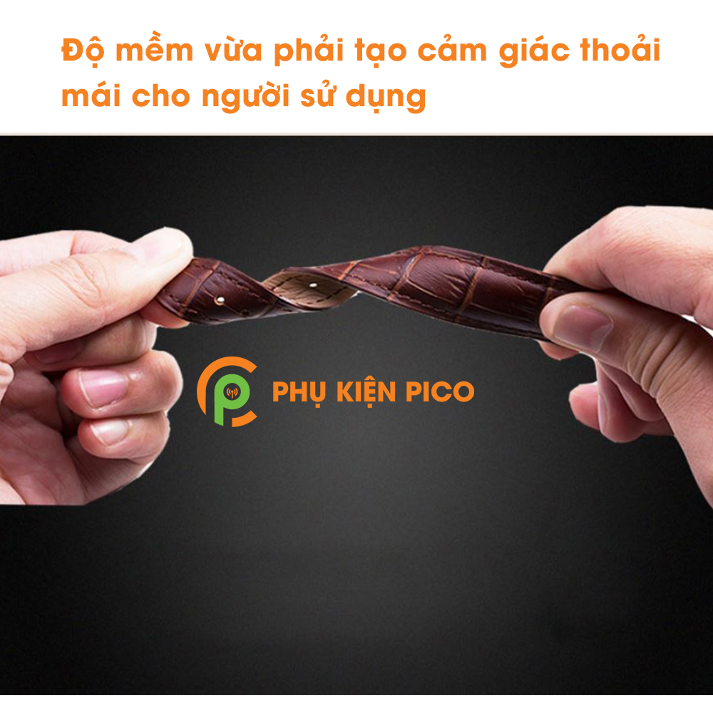 Dây da đồng hồ Samsung Watch Active 2 bản 40/44mm dây 20mm màu đen, màu nâu đậm