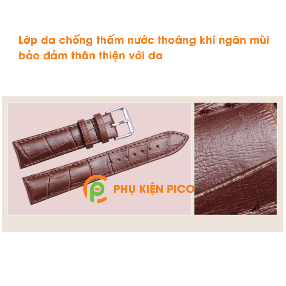 Dây da đồng hồ Samsung Watch Active 2 bản 40/44mm dây 20mm màu đen, màu nâu đậm