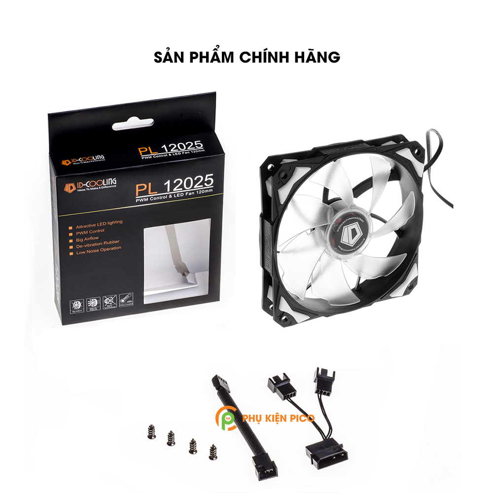 Quạt tản nhiệt case máy tính chính hãng ID-COOLING PL-12025 Quạt Fan Case 12cm 11 cánh