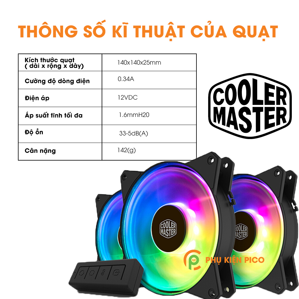 Quạt tản nhiệt case máy tính Cooler Master MasterFan MF140R ARGB Quạt Fan Case 14cm