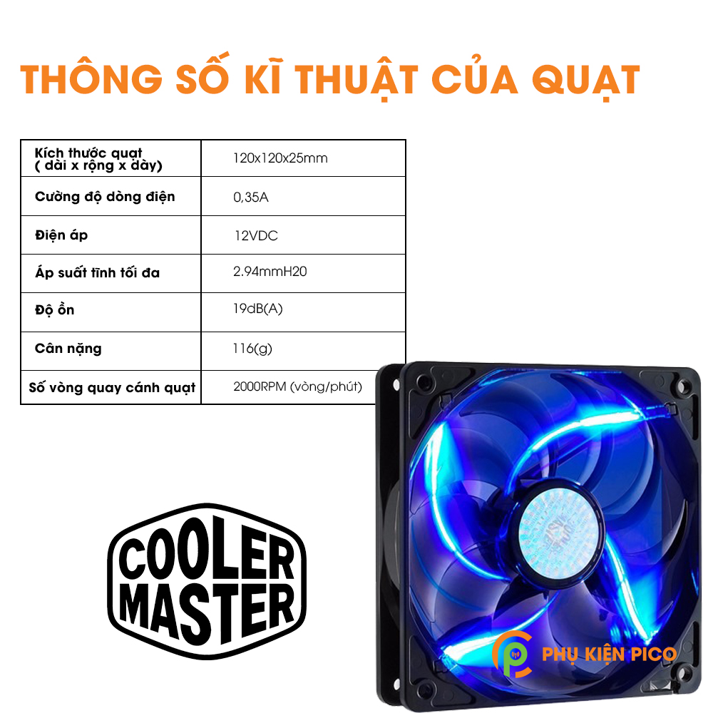 Quạt tản nhiệt case máy tính Cooler Master SickleFlow 120 2000 RPM Blue Led