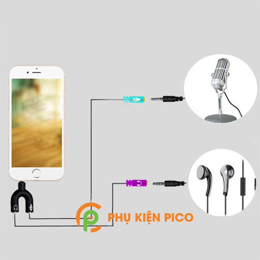 Đầu chia cổng âm thanh hình chữ U Jack cắm 3.5mm - Bộ chia chuyển đổi âm thanh