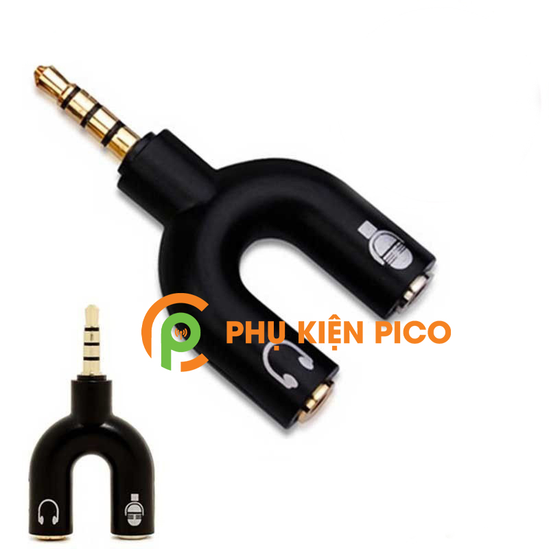 Đầu chia cổng âm thanh hình chữ U Jack cắm 3.5mm - Bộ chia chuyển đổi âm thanh