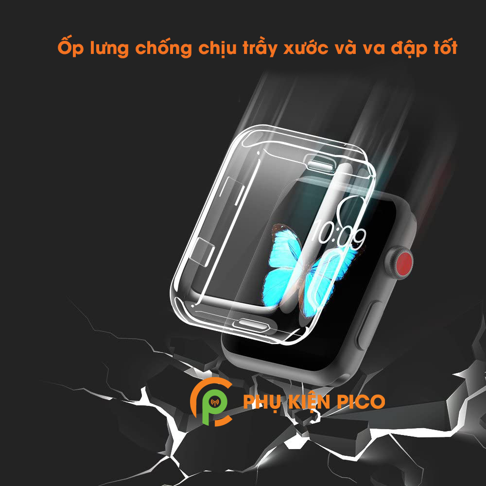 Ốp đồng hồ Apple Watch Series 1/2/3/4/5 Silicon dẻo trong suốt bản 38/40/42/44mm