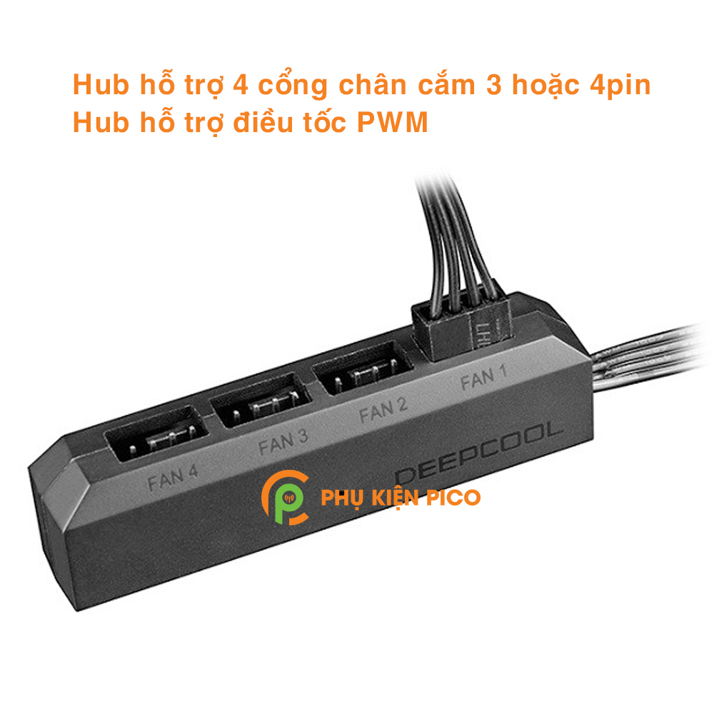 Fan Hub DeepCool FH-04 bộ chia quạt hỗ trợ 4 cổng cắm, điều tốc PWM hàng chính hãng