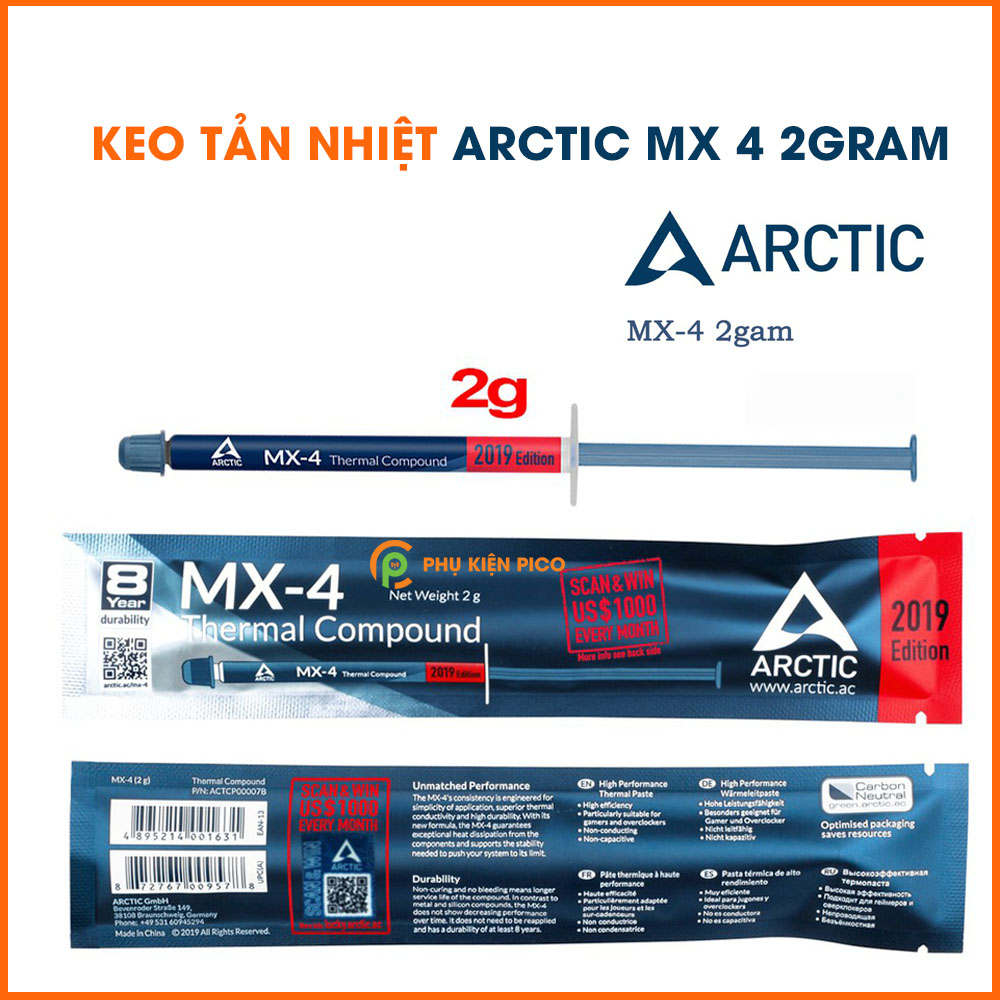 Keo tản nhiệt Arctic MX4 2 gram chính hãng Arctic giảm nhiệt CPU hiệu quả