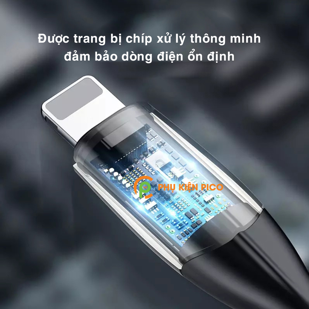 Cáp sạc Baseus Horizontal Data Lightning cho iPhone/ iPad sạc nhanh 2.4A truyền dữ liệu 480Mbps đèn LED báo