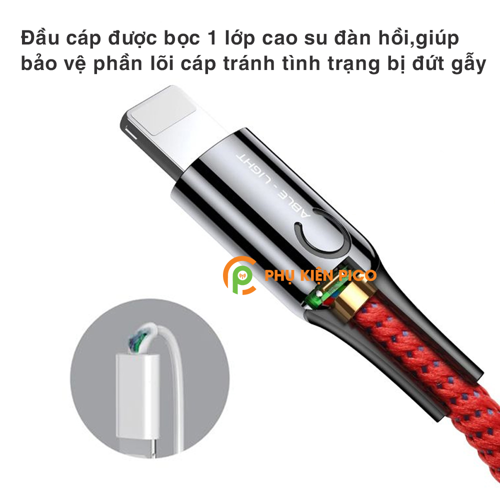 Cáp sạc Lightning tự ngắt chống chai pin chính hãng Baseus C Shape Light cho iPhone iPad sạc nhanh 2.4A