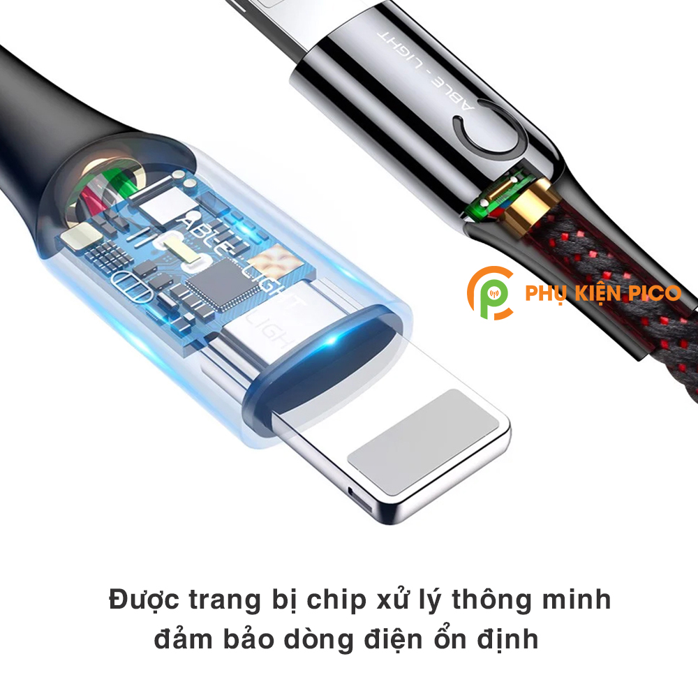 Cáp sạc Lightning tự ngắt chống chai pin chính hãng Baseus C Shape Light cho iPhone iPad sạc nhanh 2.4A