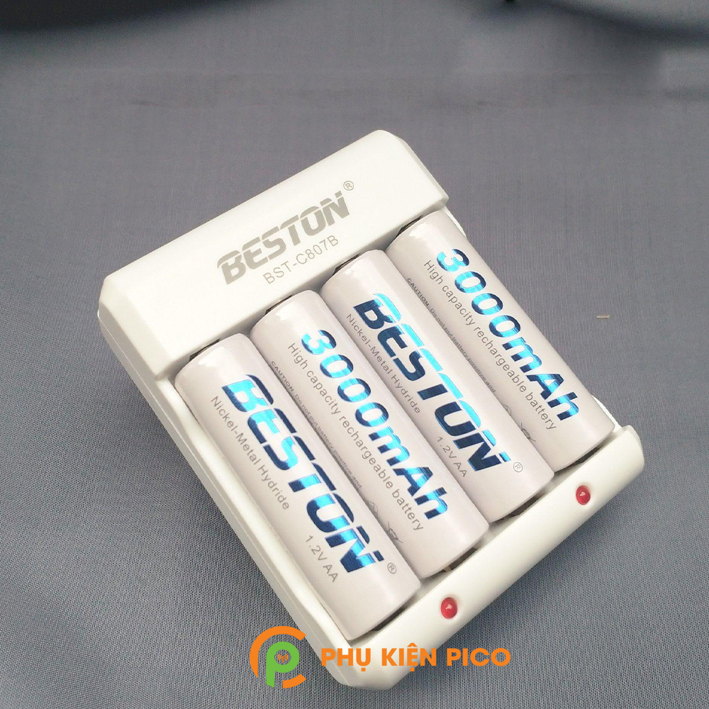 Bộ sạc C807B và 4 Pin sạc Beston AA 1200 mAh, AAA 1300 mAh có thể sạc lại nhiều lần - combo2