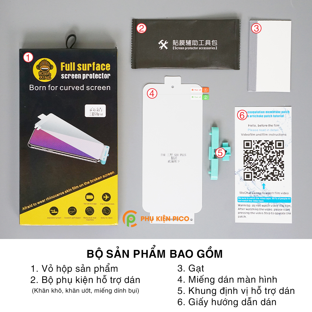 Dán màn hình Samsung S20 Plus full màn hình trong suốt chính hãng Moxiao Xing