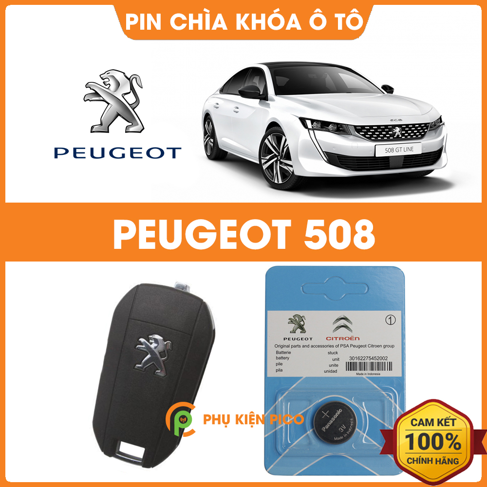 Pin chìa khóa ô tô Peugeot 508 chính hãng Peugeot sản xuất tại Indonesia 3V