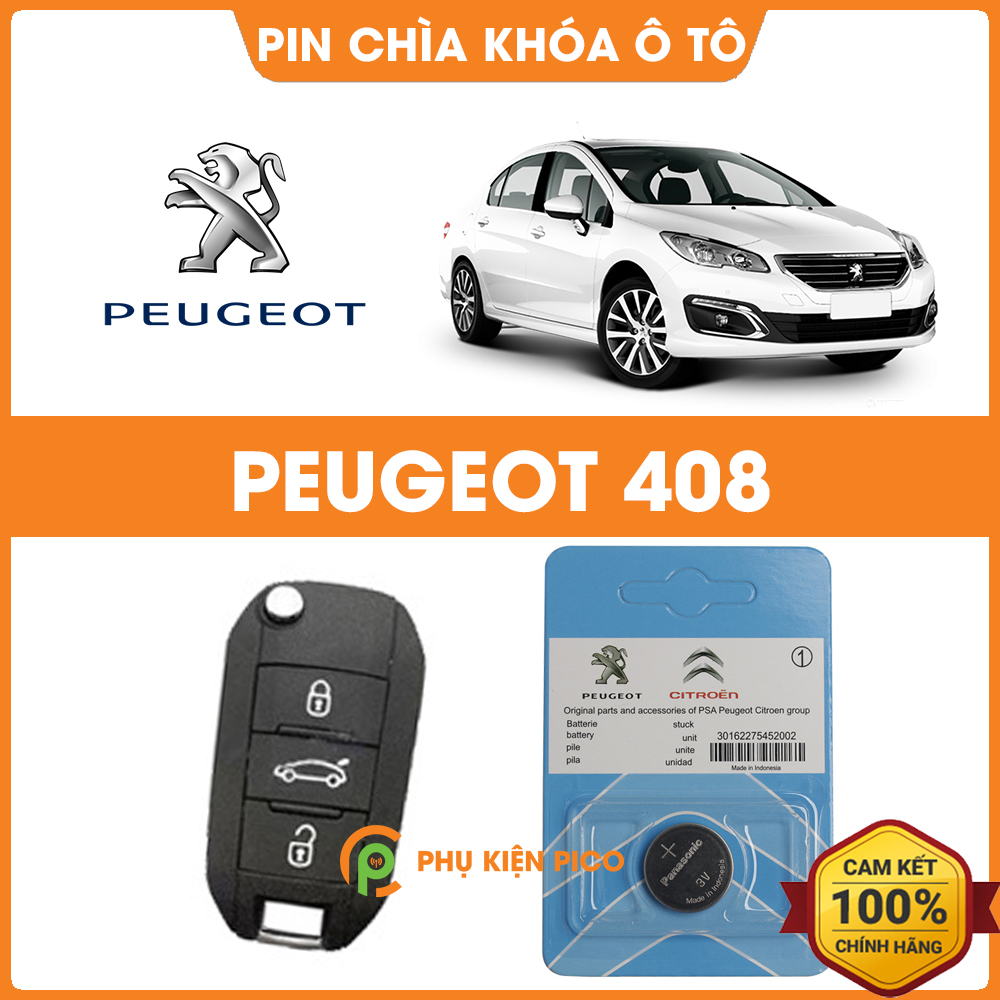 Pin chìa khóa ô tô Peugeot 408 chính hãng Peugeot sản xuất tại Indonesia 3V