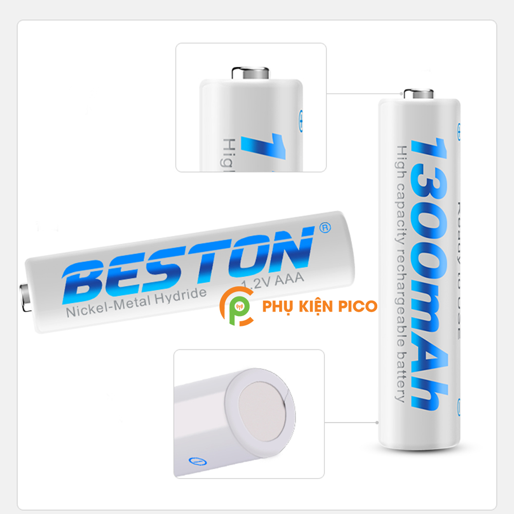 Bộ sạc C807B và 4 Pin sạc Beston AA 1200 mAh, AAA 1300 mAh có thể sạc lại nhiều lần - combo2