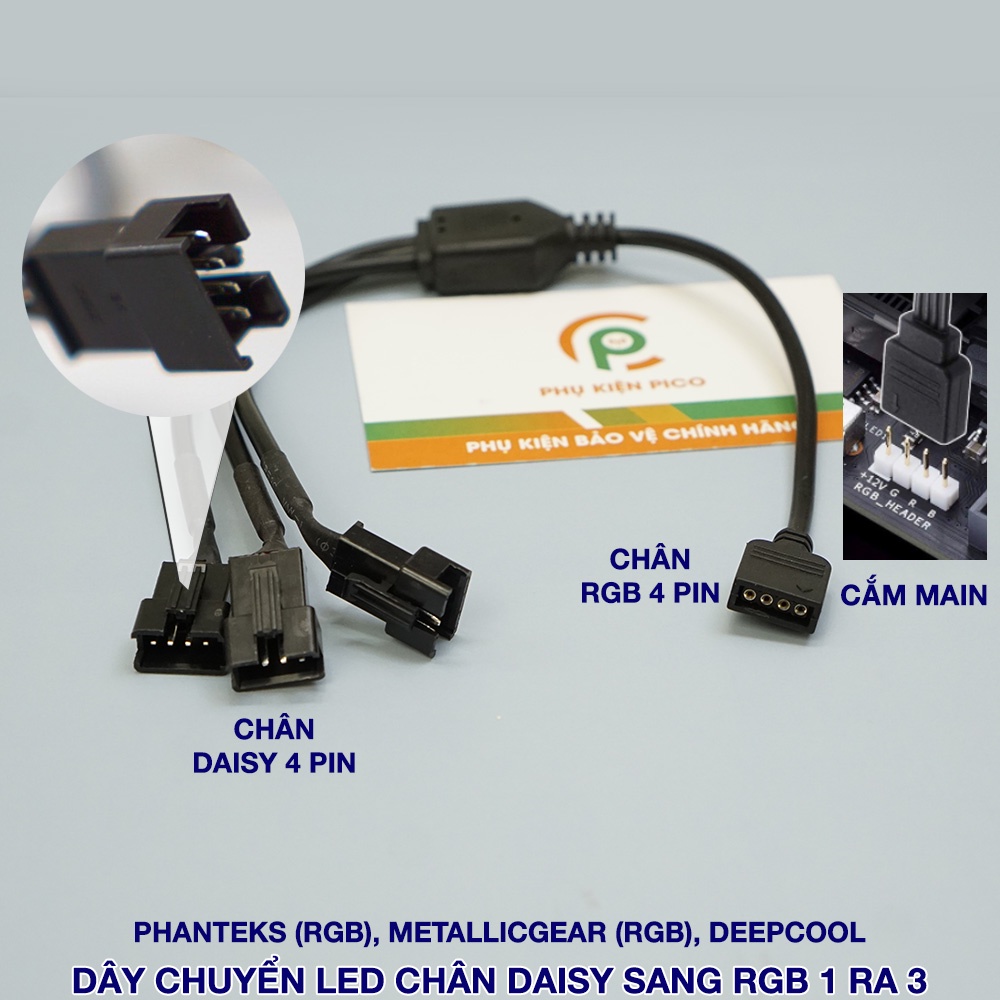 Dây chia RGB và dây chia ARGB – Dây chuyển đổi LED RGB/ ARGB sang Daisy Chain cho đèn LED và quạt Case Phanteks, Deepcool
