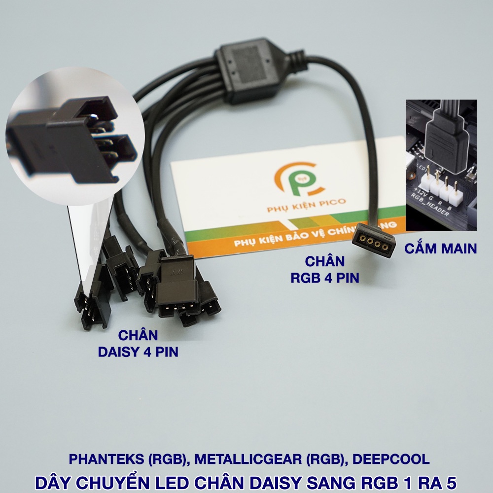 Dây chia RGB và dây chia ARGB – Dây chuyển đổi LED RGB/ ARGB sang Daisy Chain cho đèn LED và quạt Case Phanteks, Deepcool