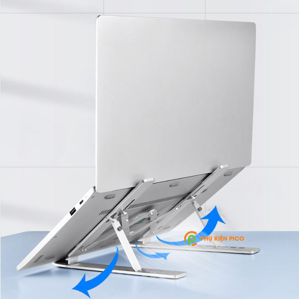 Đế kê laptop, máy tính bảng hợp kim nhôm màu bạc có thể gấp gọn