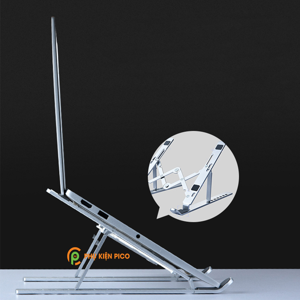Đế kê laptop, máy tính bảng hợp kim nhôm màu bạc có thể gấp gọn