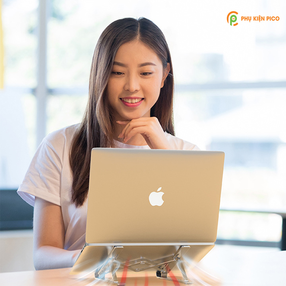 Đế kê laptop, máy tính bảng hợp kim nhôm màu bạc có thể gấp gọn