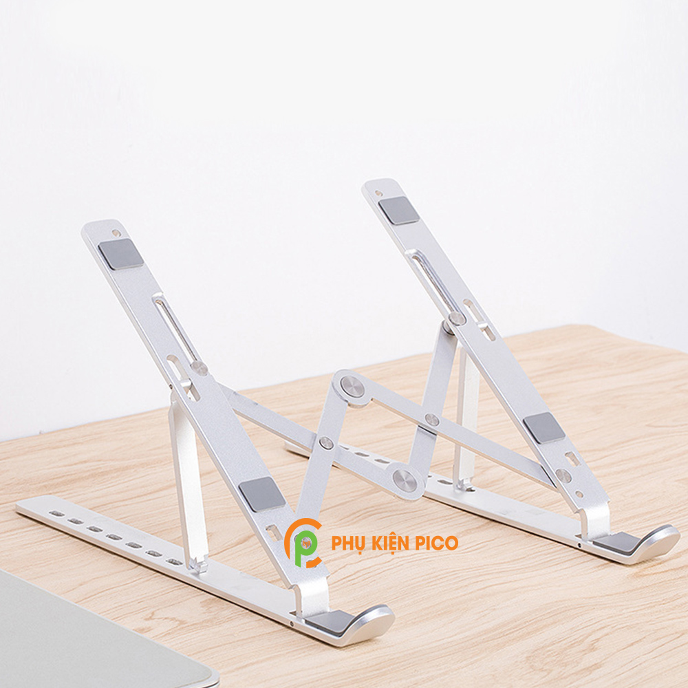 Đế kê laptop, máy tính bảng hợp kim nhôm màu bạc có thể gấp gọn