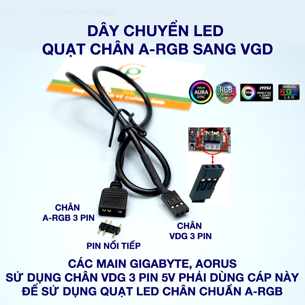 Dây chuyển VDG sang ARGB 3 Pin dành cho Mainboard Gigabyte Addressable RGB