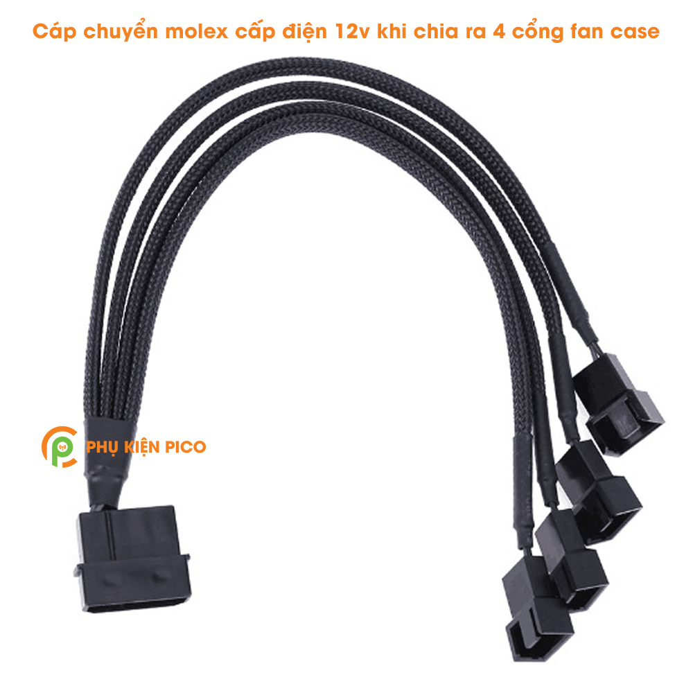 Dây chuyển đổi PSU Molex sang 4 Pin 1 ra 4 - Cáp Molex sang 4 pin Fan Case