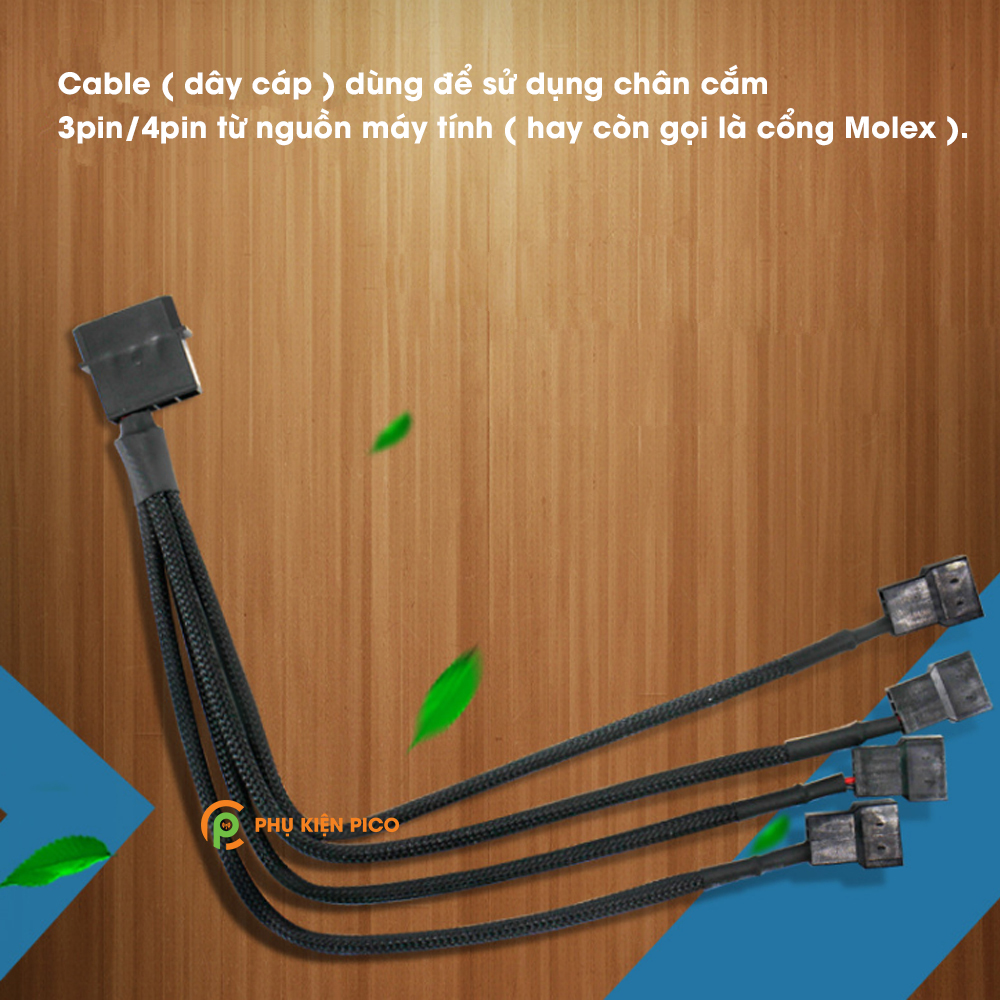 Dây chuyển đổi PSU Molex sang 4 Pin 1 ra 4 - Cáp Molex sang 4 pin Fan Case