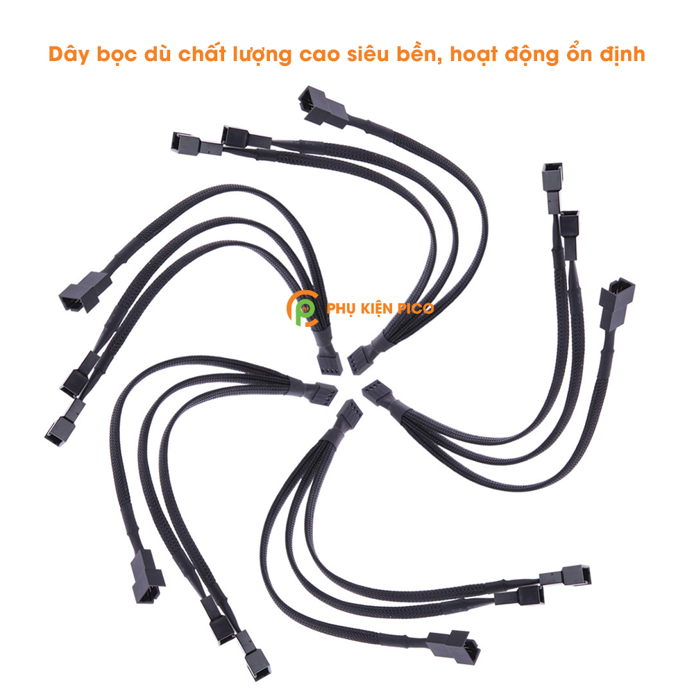Dây chia nguồn Fan 1 ra 3 PWM - Dây chia nguồn quạt Case 1 ra 3 có PWM bọc dù siêu bền