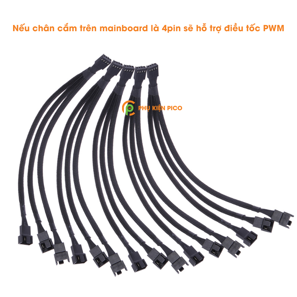 Dây chia nguồn Fan 1 ra 3 PWM - Dây chia nguồn quạt Case 1 ra 3 có PWM bọc dù siêu bền